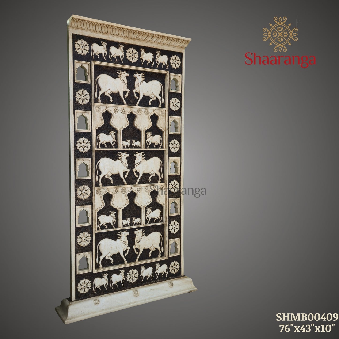 76 Inches Marble Cow Panel - ideal for modern, heritage, and luxury spaces
