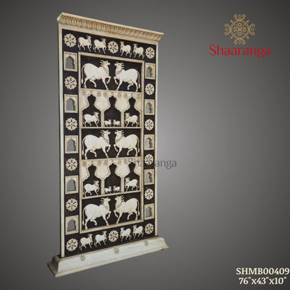 76 Inches Marble Cow Panel - ideal for modern, heritage, and luxury spaces
