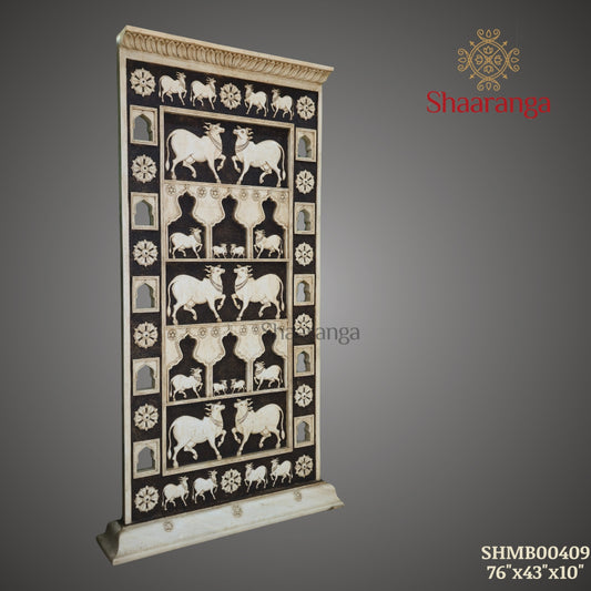 76 Inches Marble Cow Panel - ideal for modern, heritage, and luxury spaces
