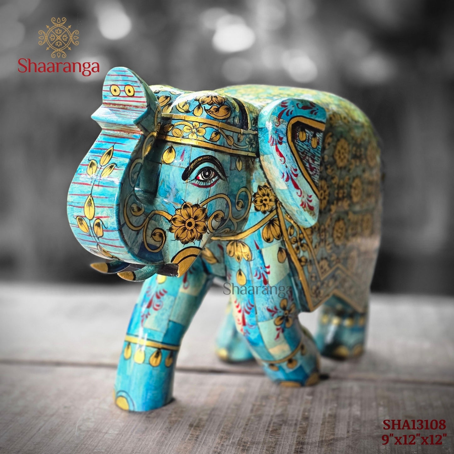 9 Inches Bone Elephant Flower Work