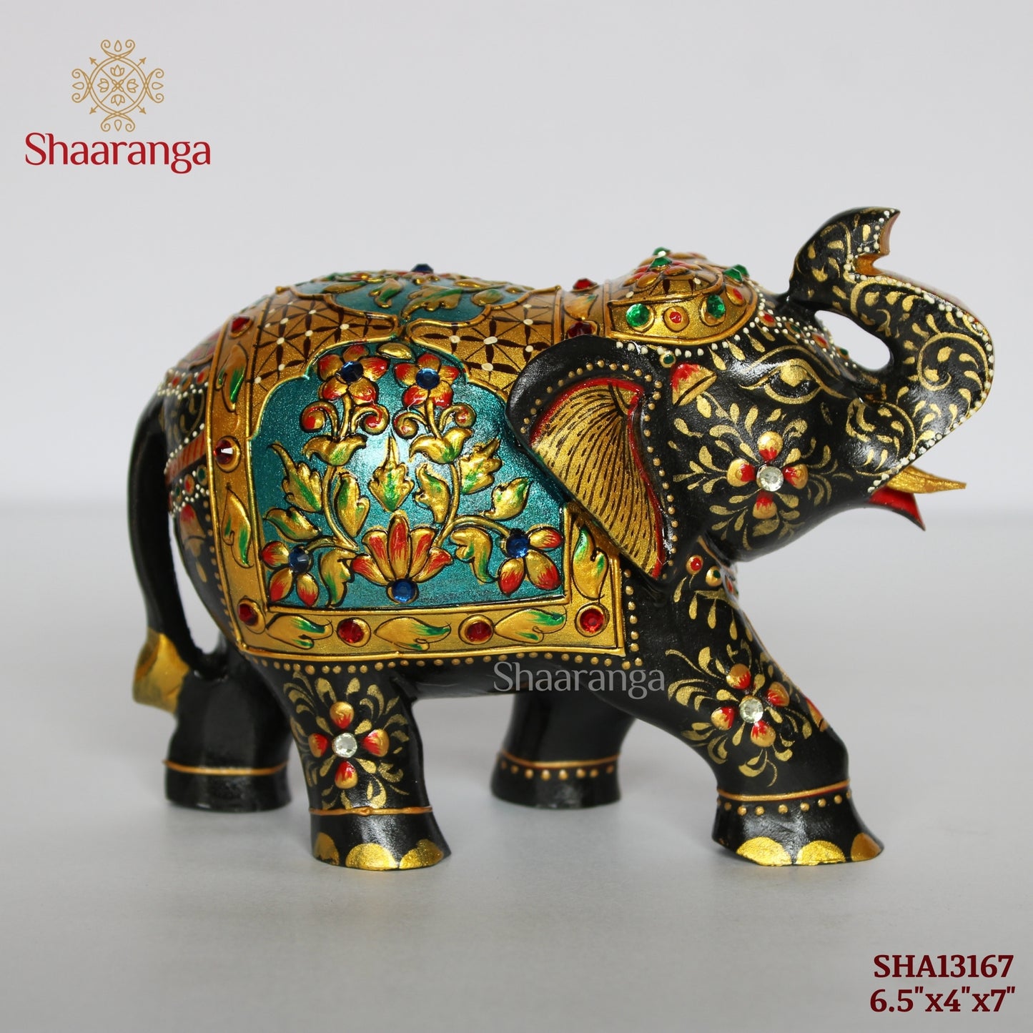 6.5 Inches Wood Elephant Painting