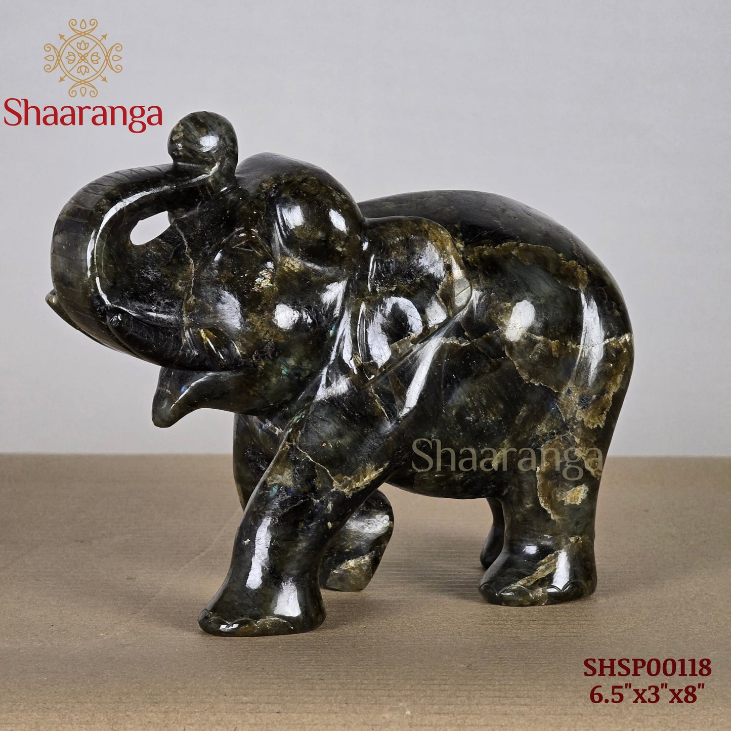 6.5 Inches Semi Precious Stone Elephant