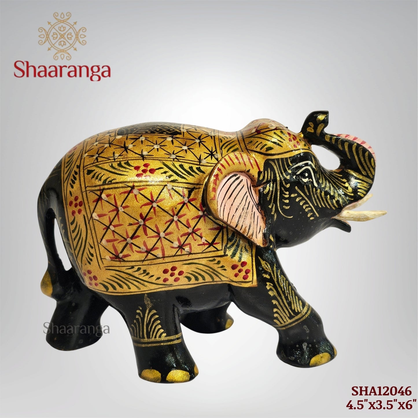 4.5 Inches Wooden Trunk Up Elephant – Beautifully Painted