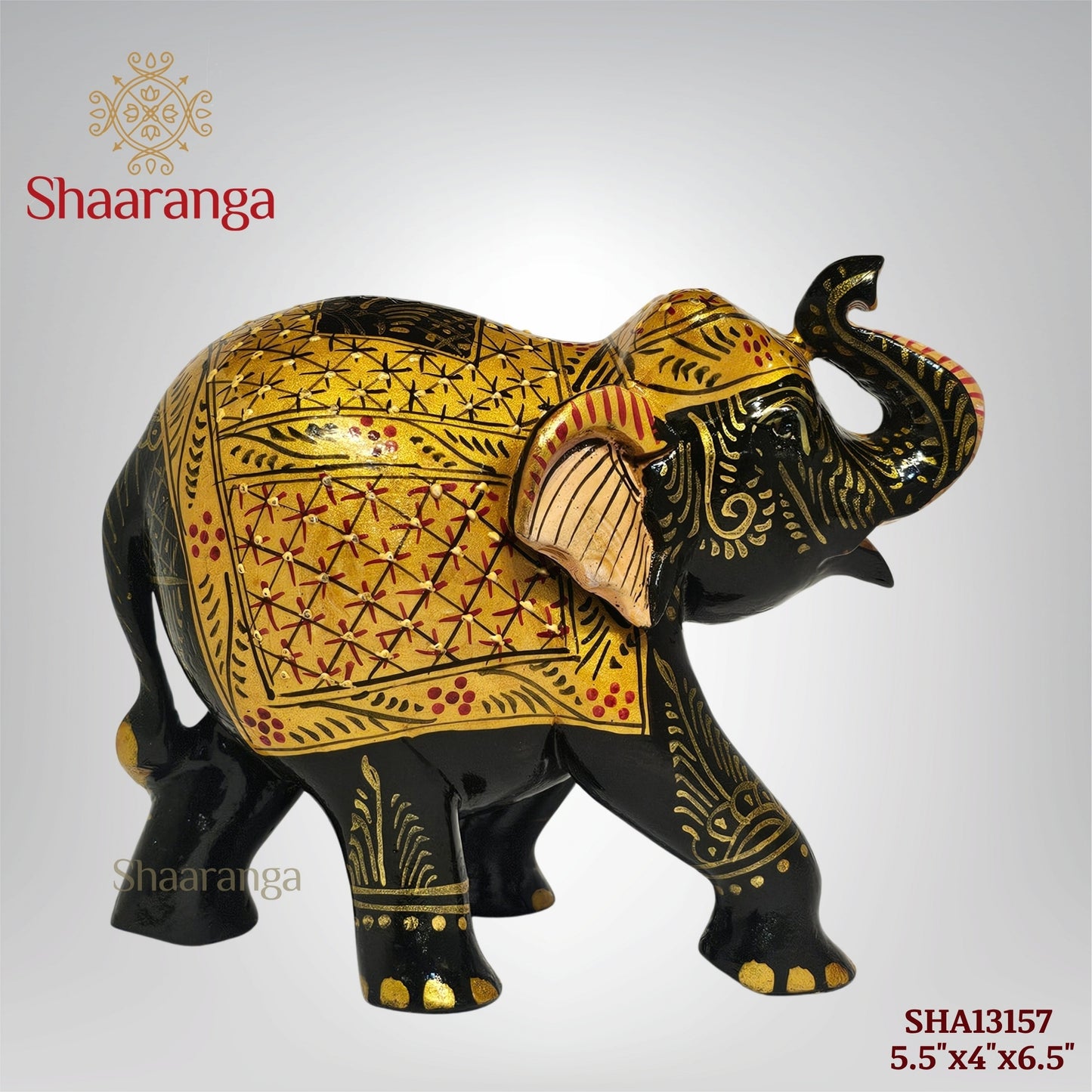 5.5 Inches Wooden Trunk Up Elephant