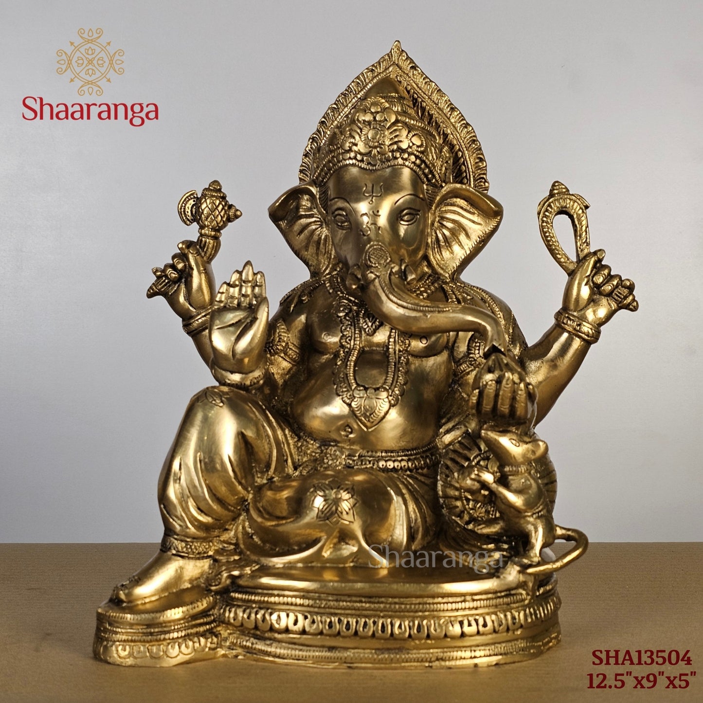 12.5 Inches Brass Ganesha Sitting