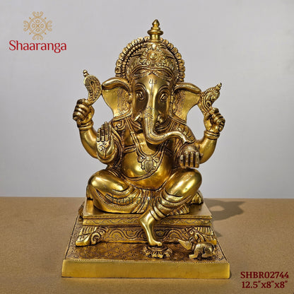 12.5 Inches Brass Ganesha Sitting