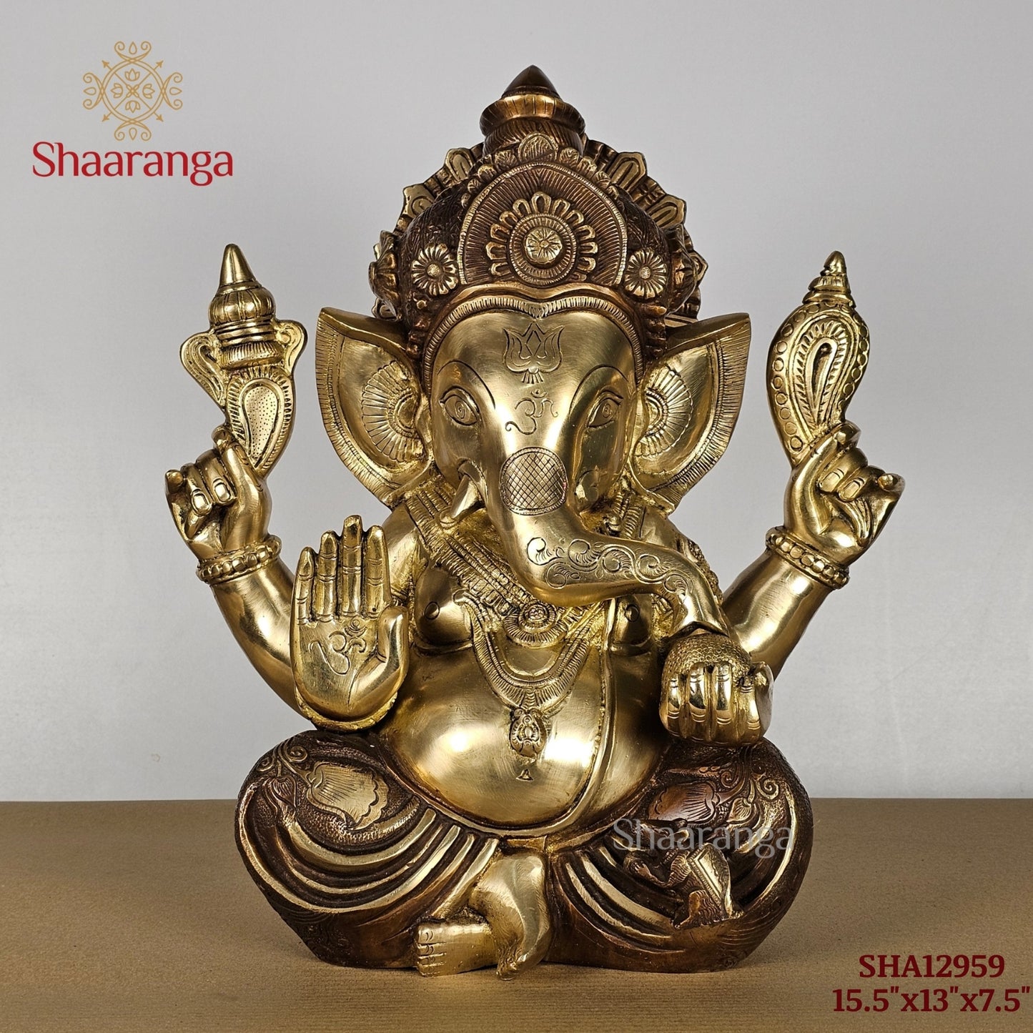 15.5 Inches Brass Ganesha