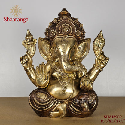15.5 Inches Brass Ganesha