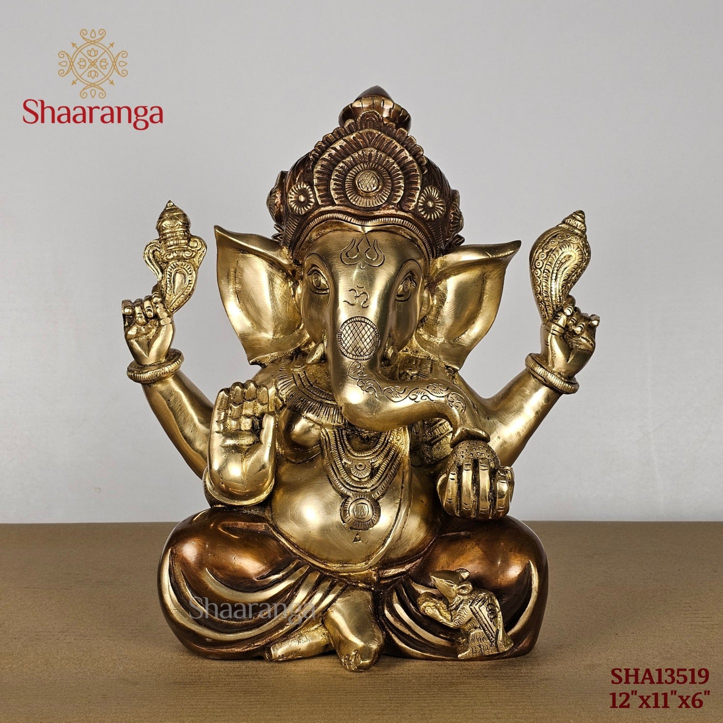 12 Inches Brass Appu Ganesha