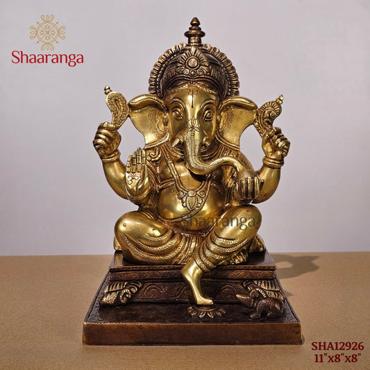 11 Inches Brass Pooja Ganesha