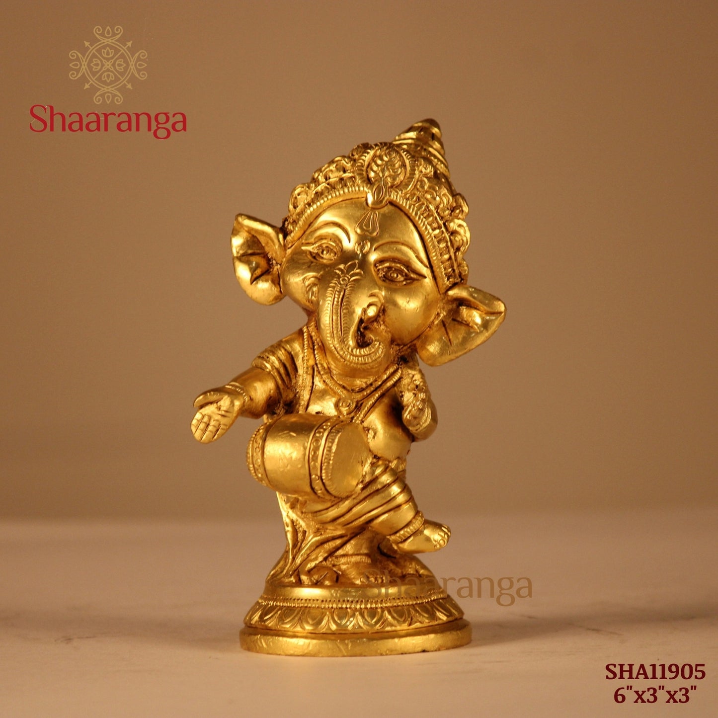 6 Inches Brass Dancing Ganesha Idol
