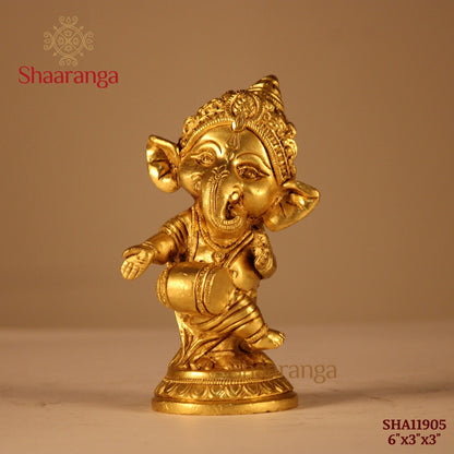 6 Inches Brass Dancing Ganesha Idol
