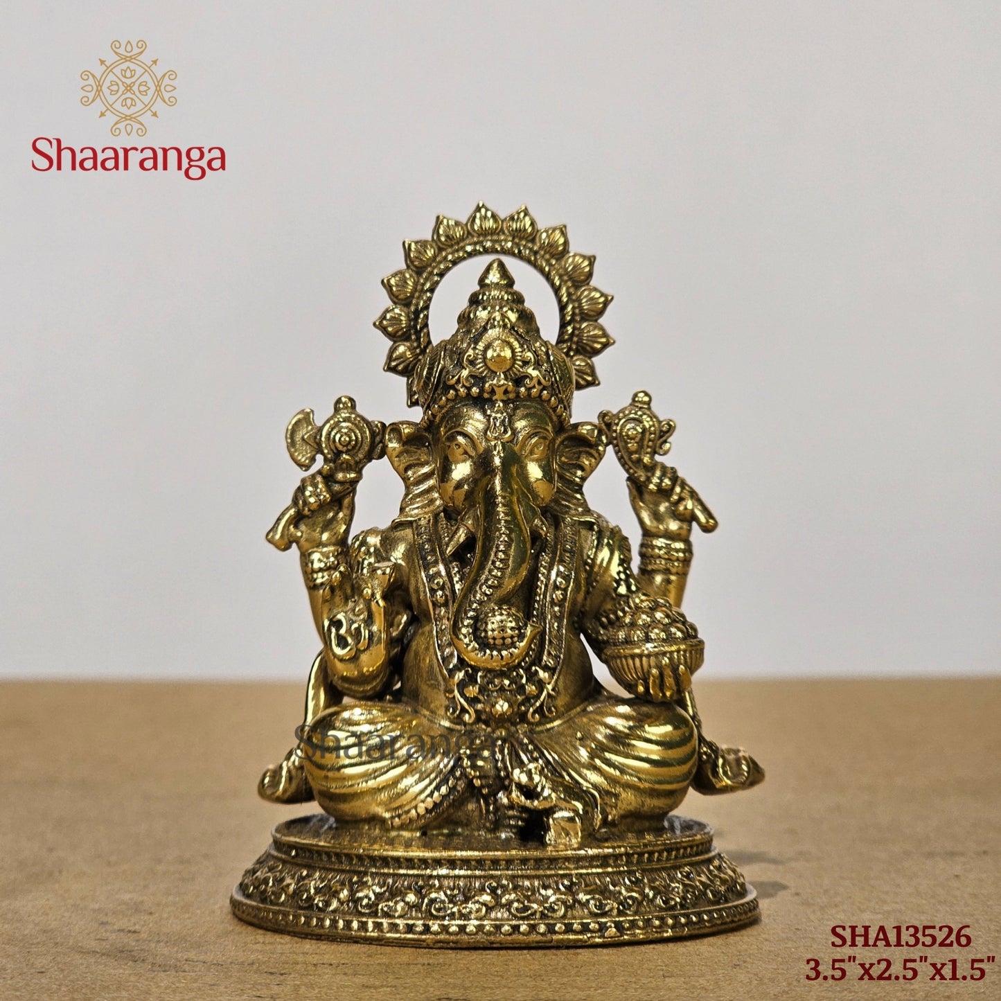 3.5 Inches Fine Brass Ganesh Sitting Idol | Handcrafted Ganesha Statue