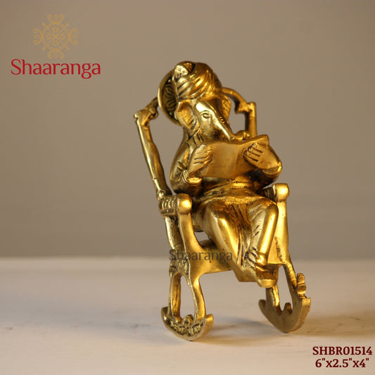 6 Inches Brass Rocking Chair Ganesha Idol