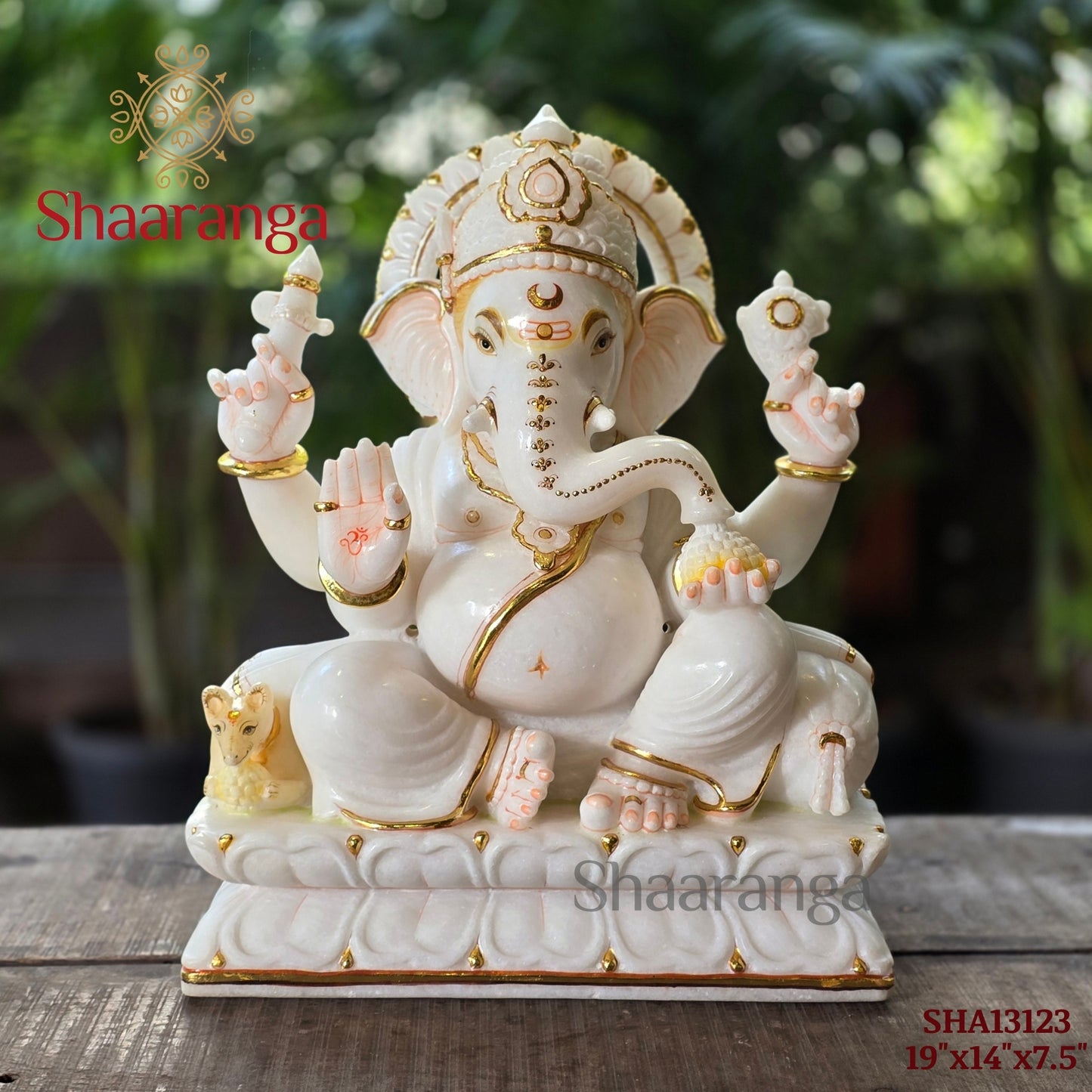19 Inches Marble Chaturbhuja Ganesha.