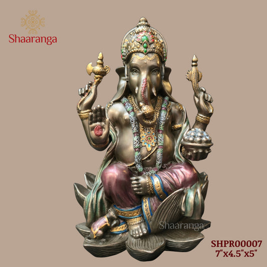 7 Inches Fiber Ganesha on Lotus base