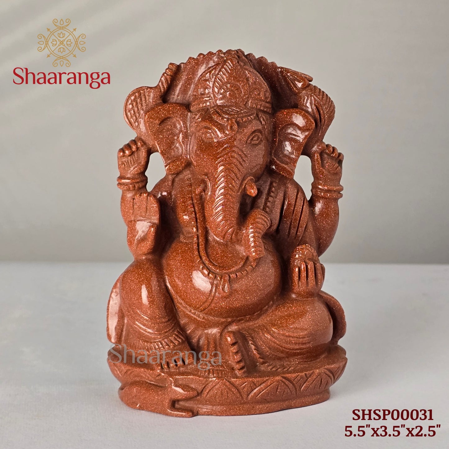 5.5 Inches Semi Precious Stone Ganesha Sitting