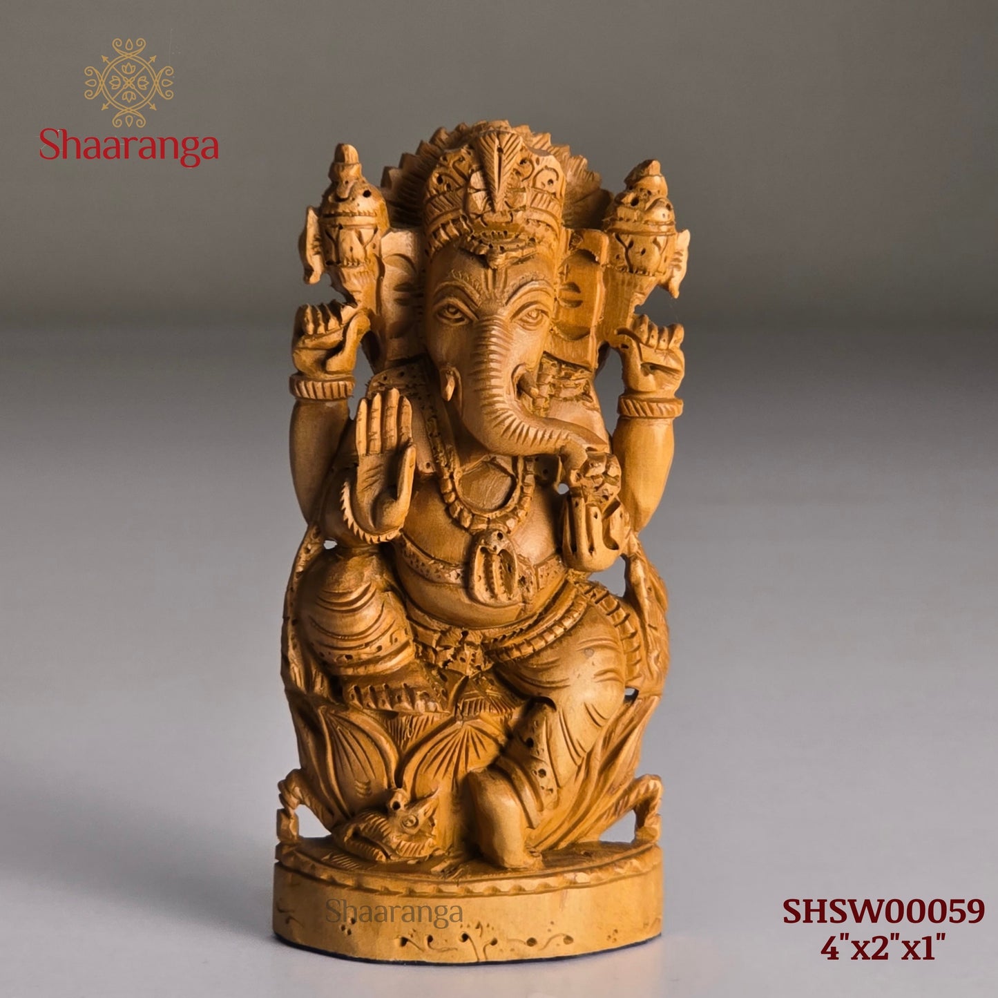 4 Inches Sandalwood Ganesh on Lotus