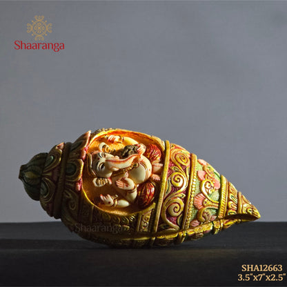 3.5 Inches Cultured Marble Ganesh Sankh