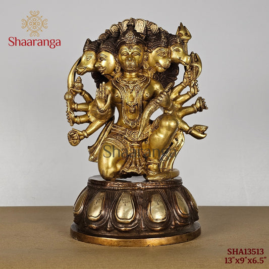 13 Inches Brass Panchamukhi Hanuman