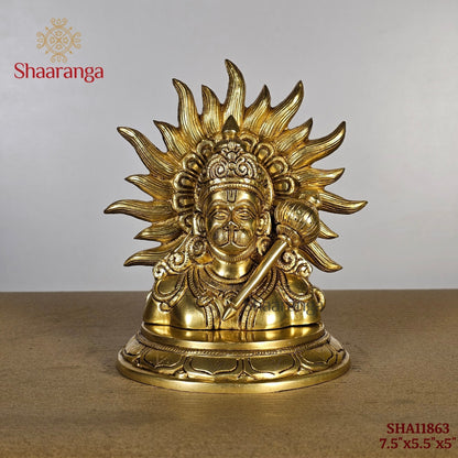 7.5 Inches Brass Hanuman Bust WIth Base