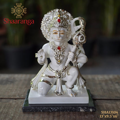 13 Inches Culture Marble Abhaya Hasta Hanuman