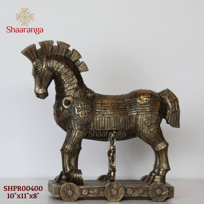 10 Inches Polyresin Trojan Horse Sculpture - Premium Home Decor