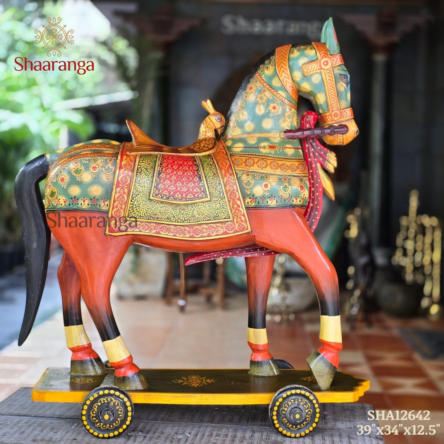 39 Inches Wooden Horse with Base