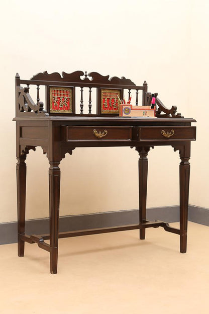 Ojasa Study Table in Teakwood with Walnut Finish (41x36x18)