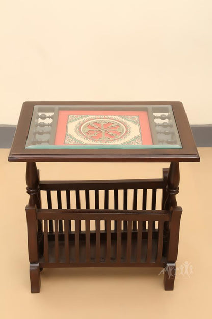 Kylie End Table with Magazine Stand in Teakwood with Walnut Finish (24x22x15)