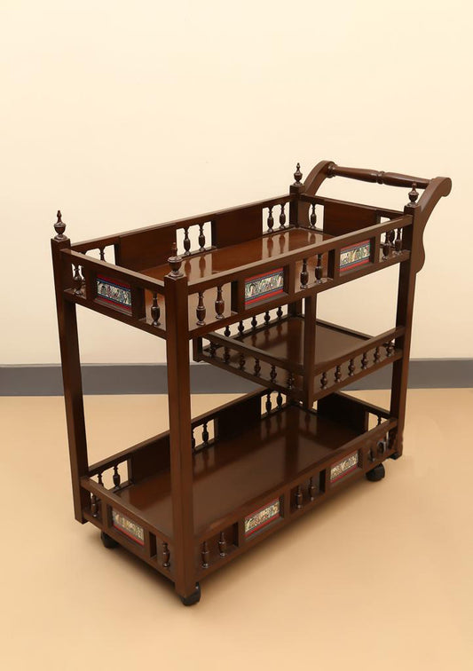 Mirra Island Trolley In Teakwood with Walnut Finish (42x18x35)