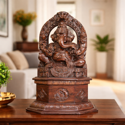 25 Inches Rose Wood Ganesha With Base