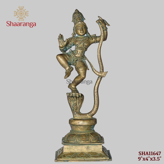 9 Inches Bronze Antique Finish  Kalinga Krishna