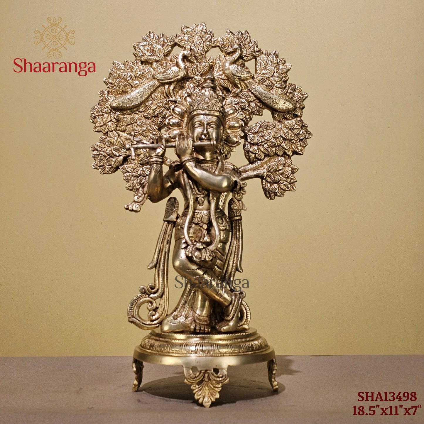 18.5 Inches Brass Krishna Under Tree