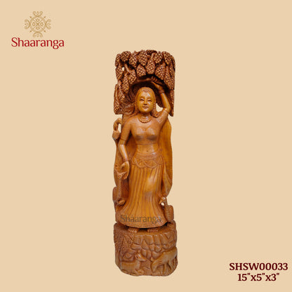 15 Inches Sandalwood Lady Under Tree