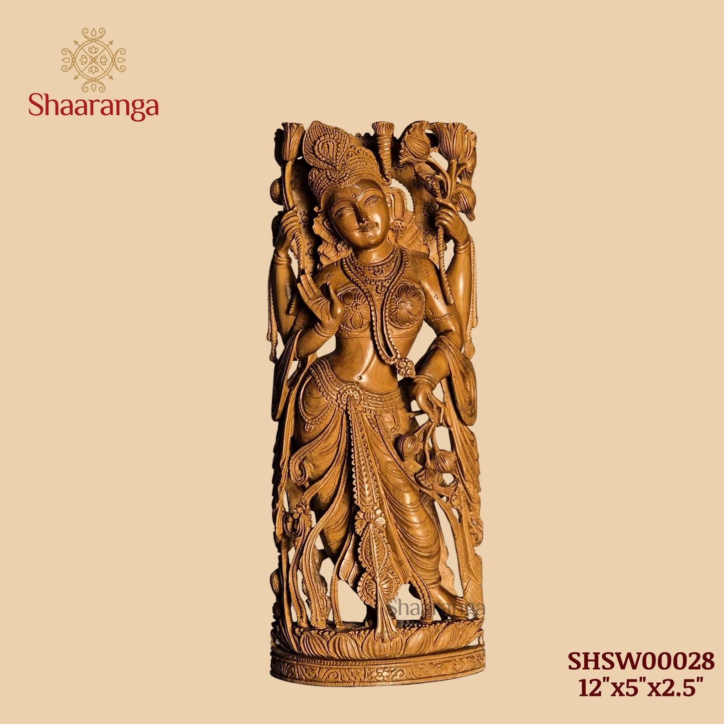 12 Inches Sandalwood Lakshmi Standing