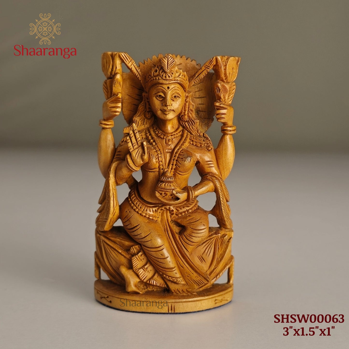3 Inches Sandalwood Lakshmi on Lotus