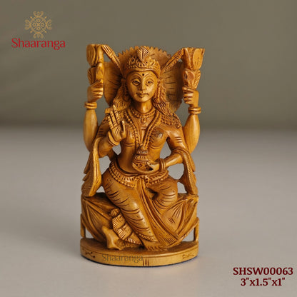 3 Inches Sandalwood Lakshmi on Lotus