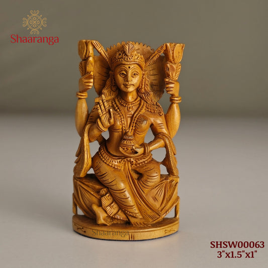 3 Inches Sandalwood Lakshmi on Lotus