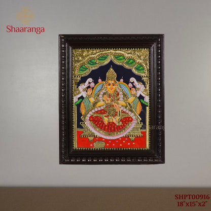 18x15 Inches Gaja Lakshmi Devi Tanjore Painting with 22K Gold Work.