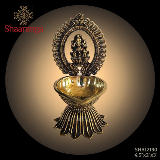 4.5 inches Fine Brass Lakshmi with Arch Diya – Divine Radiance in Auspicious Form