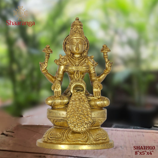 8 Inches Brass Dhan Lakshmi Idol - Goddess of Wealth & Prosperity