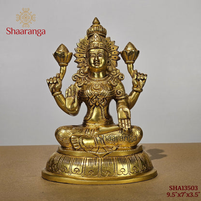 9.5 Inches Brass Lakshmi Sitting Idol