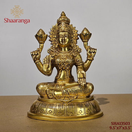 9.5 Inches Brass Lakshmi Sitting Idol