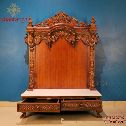 53 Inches Teak wood Open Mandir