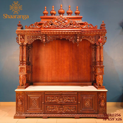 78 Inches Big Size Teakwood Pooja Mandir – A Majestic South Indian Masterpiece by Shaaranga