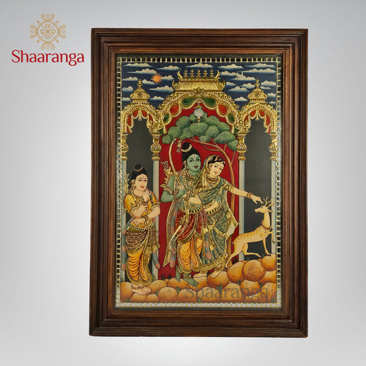Ramayana Tanjore Painting - Golden Deer Scene | 22 Carat Gold Foil | Handcrafted Traditional South Indian Art