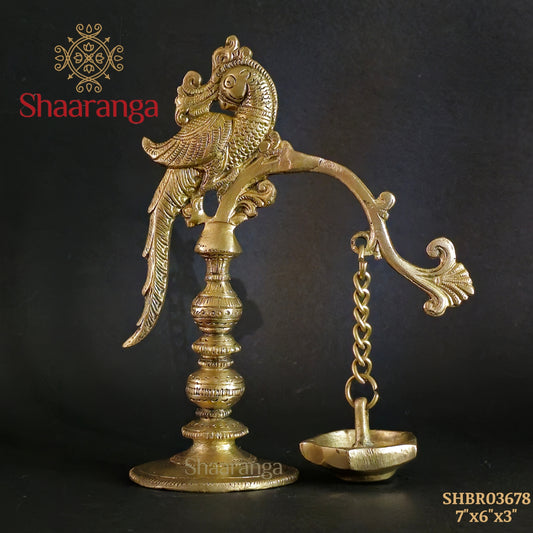 7 Inches Brass Parrot Lamp