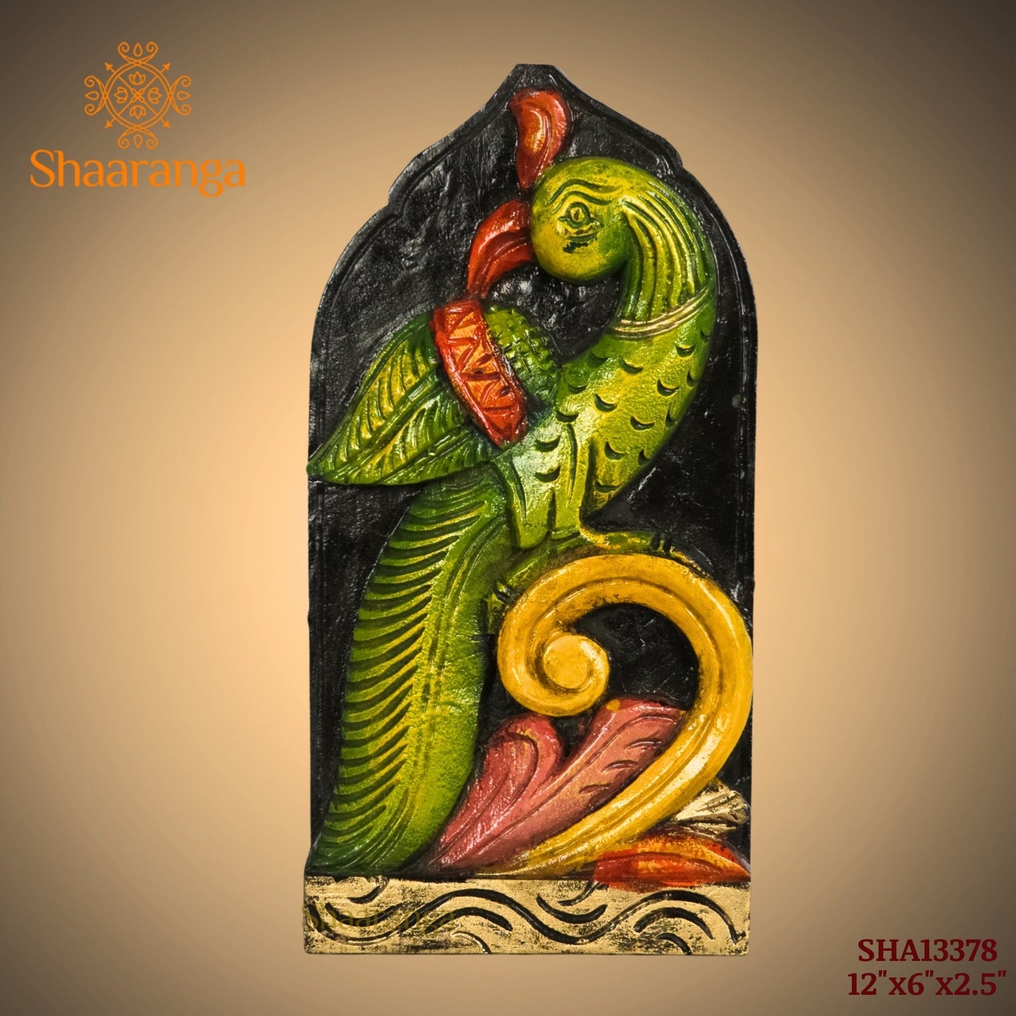 12 inches wooden painted parrot wall decorative panel