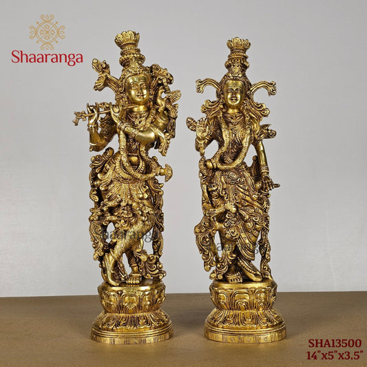 14 Inches Brass Radha Krishna Jodi